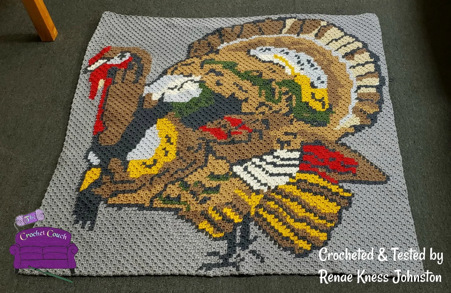 Turkey Afghan, C2C Crochet Pattern, Written Row by Row, Color Counts, Instant Download, C2C Graph, C2C Pattern, Corner to Corner, Graphgan, Crochet Pattern
