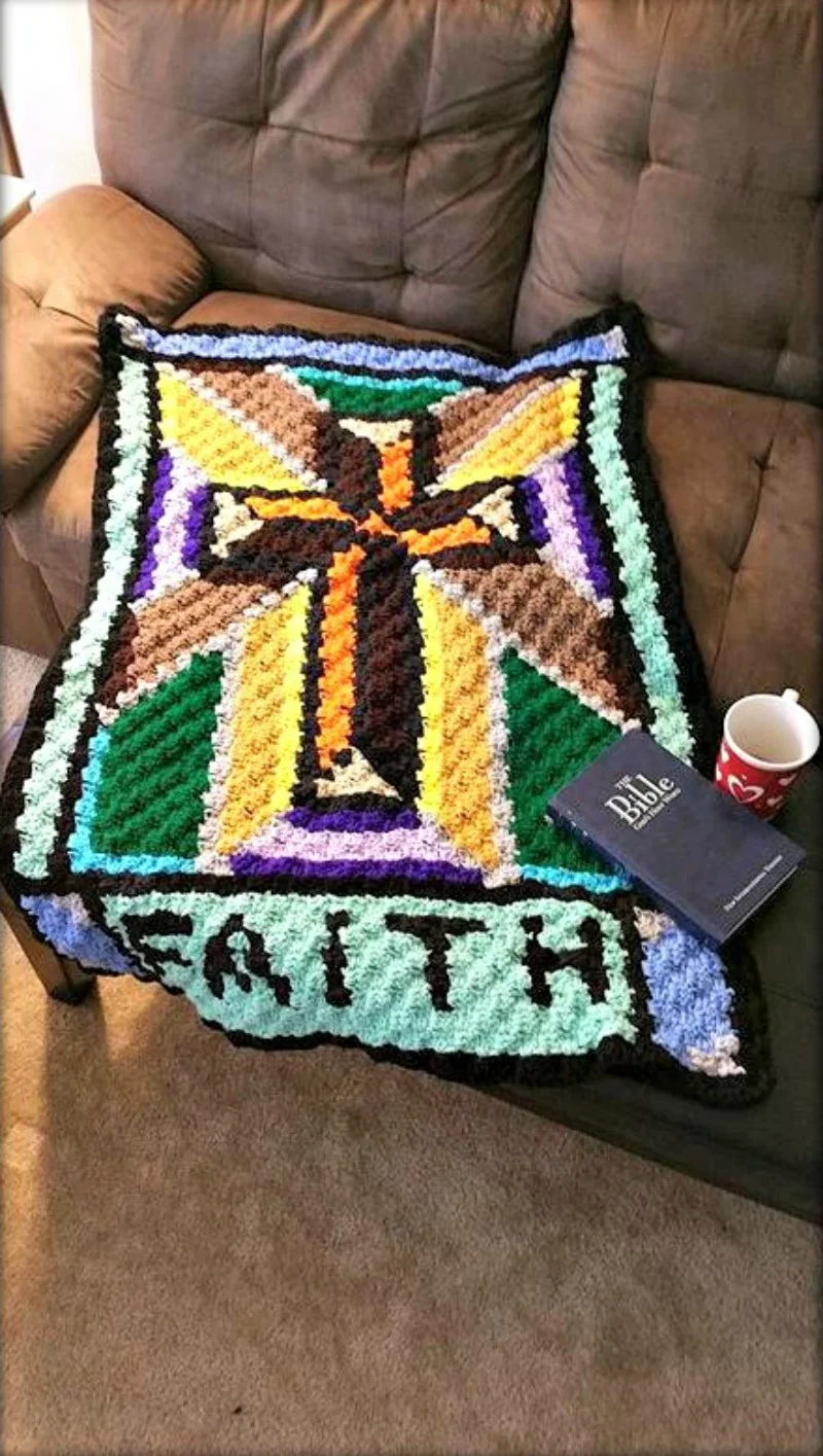 Stained Glass Children's Afghan, C2C Crochet Pattern