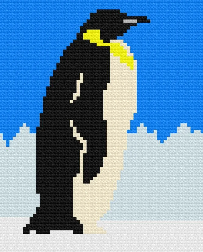 Penguin Afghan, C2C Crochet Pattern, Written Row by Row, Color Counts, Instant Download, C2C Graph, C2C Pattern, Corner to Corner, Graphgan, Crochet Pattern