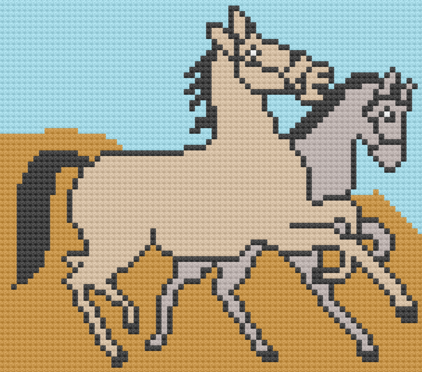 Pair of Horse Afghan, C2C Crochet Pattern, Written Row by Row, Color Counts, Instant Download, C2C Graph, C2C Pattern, Corner to Corner, Graphgan, Crochet Pattern