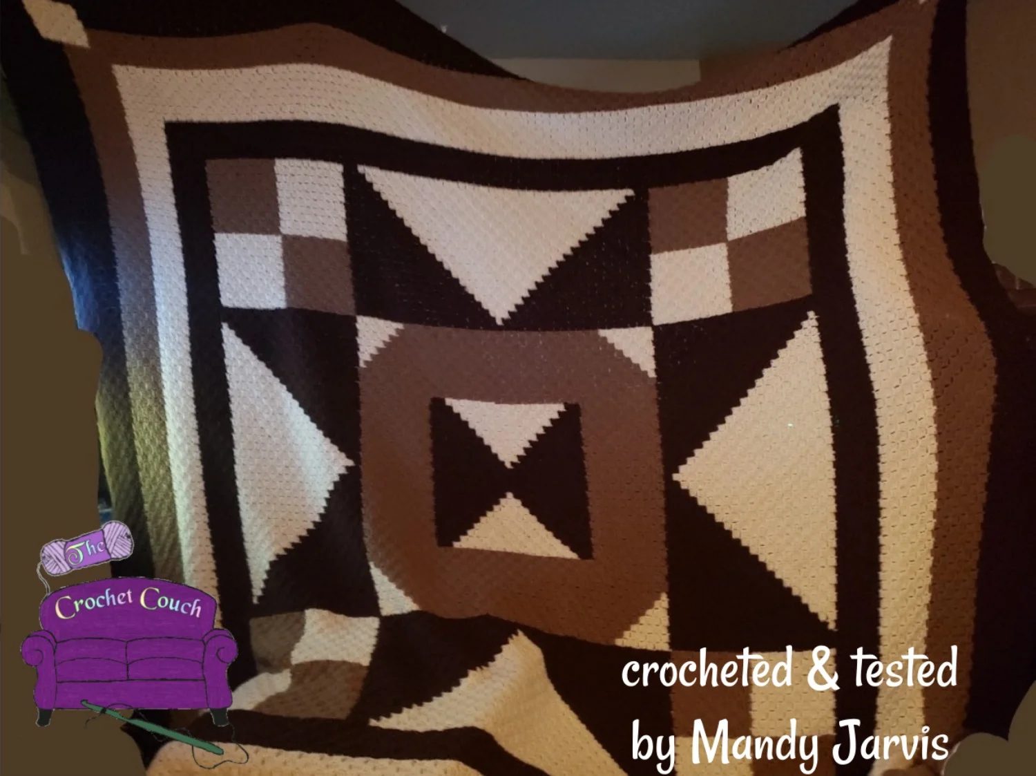 Quilted in Greens Afghan, King Size, C2C Crochet Pattern