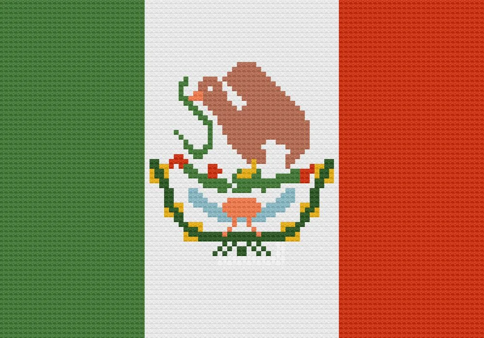 Mexico Flag Afghan, C2C Crochet Pattern, Written Row by Row, Color Counts, Instant Download, C2C Graph, C2C Pattern, c2c graphgan pattern, Corner to Corner, Graphgan, Crochet Pattern