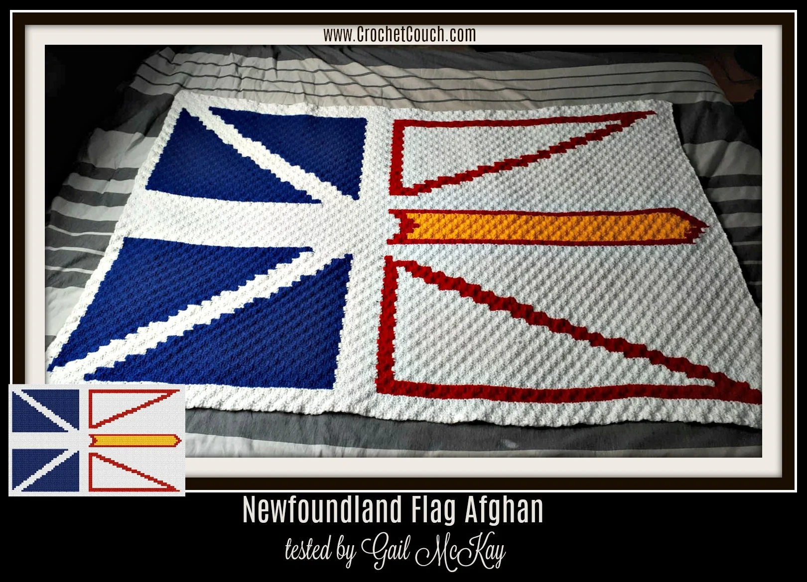 Newfoundland Flag Afghan, C2C Crochet Pattern, Written Row by Row, Color Counts, Instant Download, C2C Graph, C2C Pattern, c2c graphgan pattern, Corner to Corner, Graphgan, Crochet Pattern