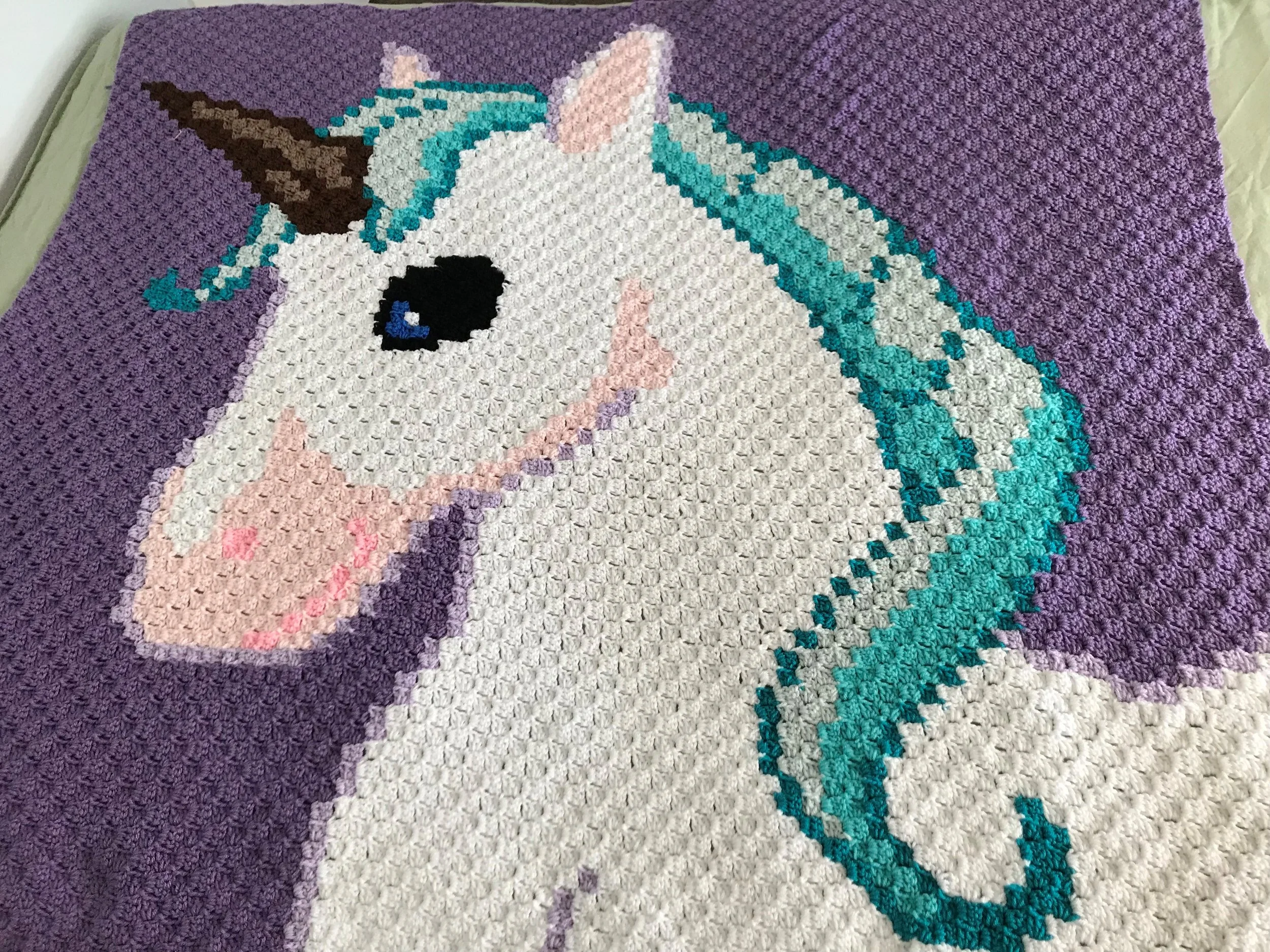 Unicorn Kids Afghan, C2C Crochet Pattern, Written Row by Row, Color Counts, Instant Download, C2C Graph, C2C Pattern, c2c graphgan pattern, Corner to Corner, Graphgan, Crochet Pattern
