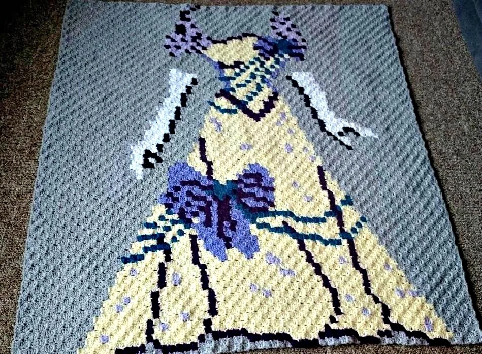 Victorian Dress Afghan, C2C Crochet Pattern, Written Row by Row, Color Counts, Instant Download, C2C Graph, C2C Pattern, c2c graphgan pattern, Corner to Corner, Graphgan, Crochet Pattern