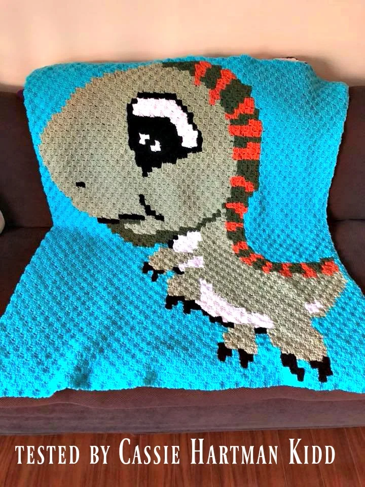 T Rex Baby Afghan, C2C Crochet Pattern, Written Row by Row, Color Counts, Instant Download, C2C Graph, C2C Pattern, c2c graphgan pattern, Corner to Corner, Graphgan, Crochet Pattern