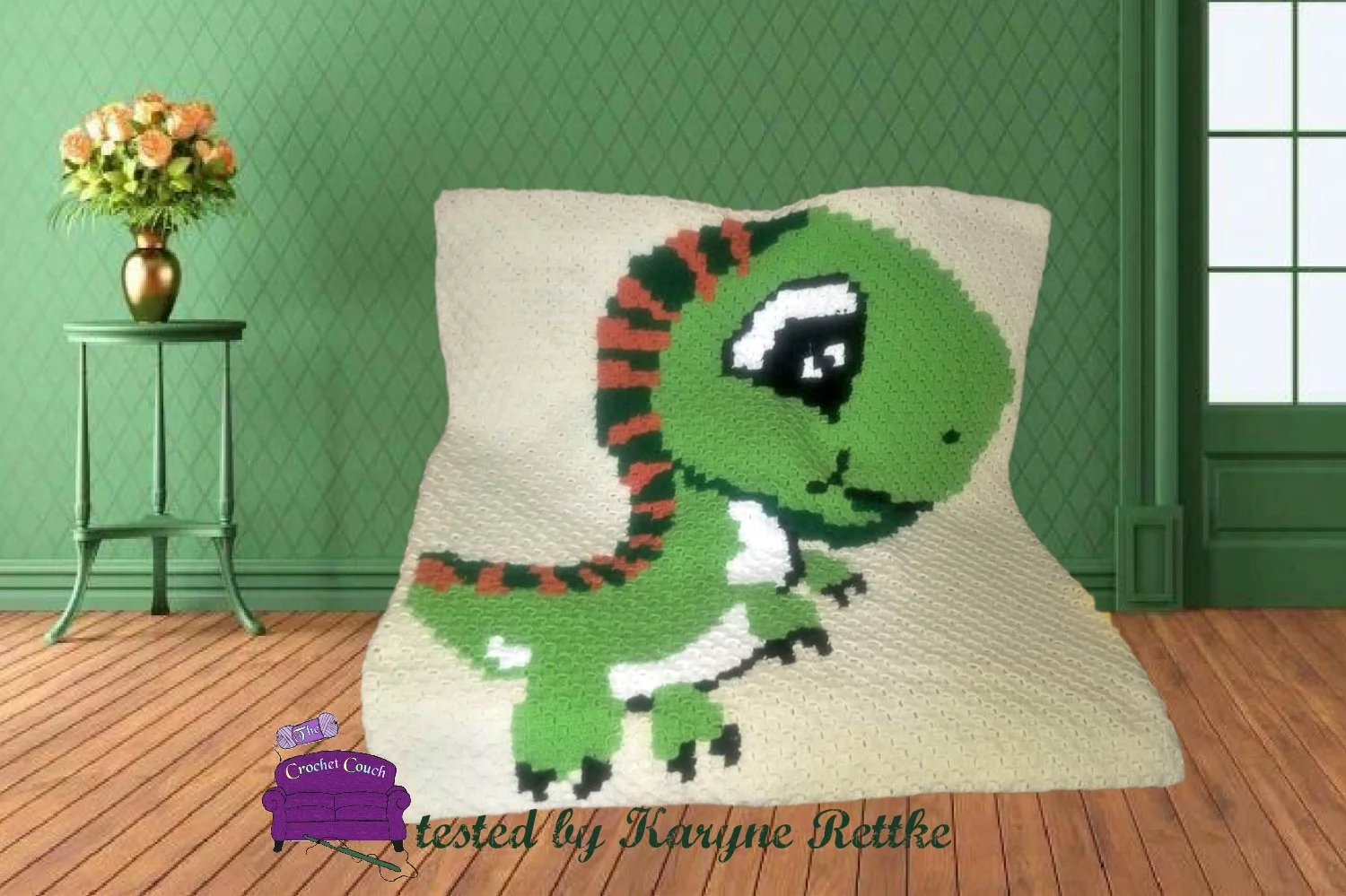 T Rex Baby Afghan, C2C Crochet Pattern, Written Row by Row, Color Counts, Instant Download, C2C Graph, C2C Pattern, c2c graphgan pattern, Corner to Corner, Graphgan, Crochet Pattern