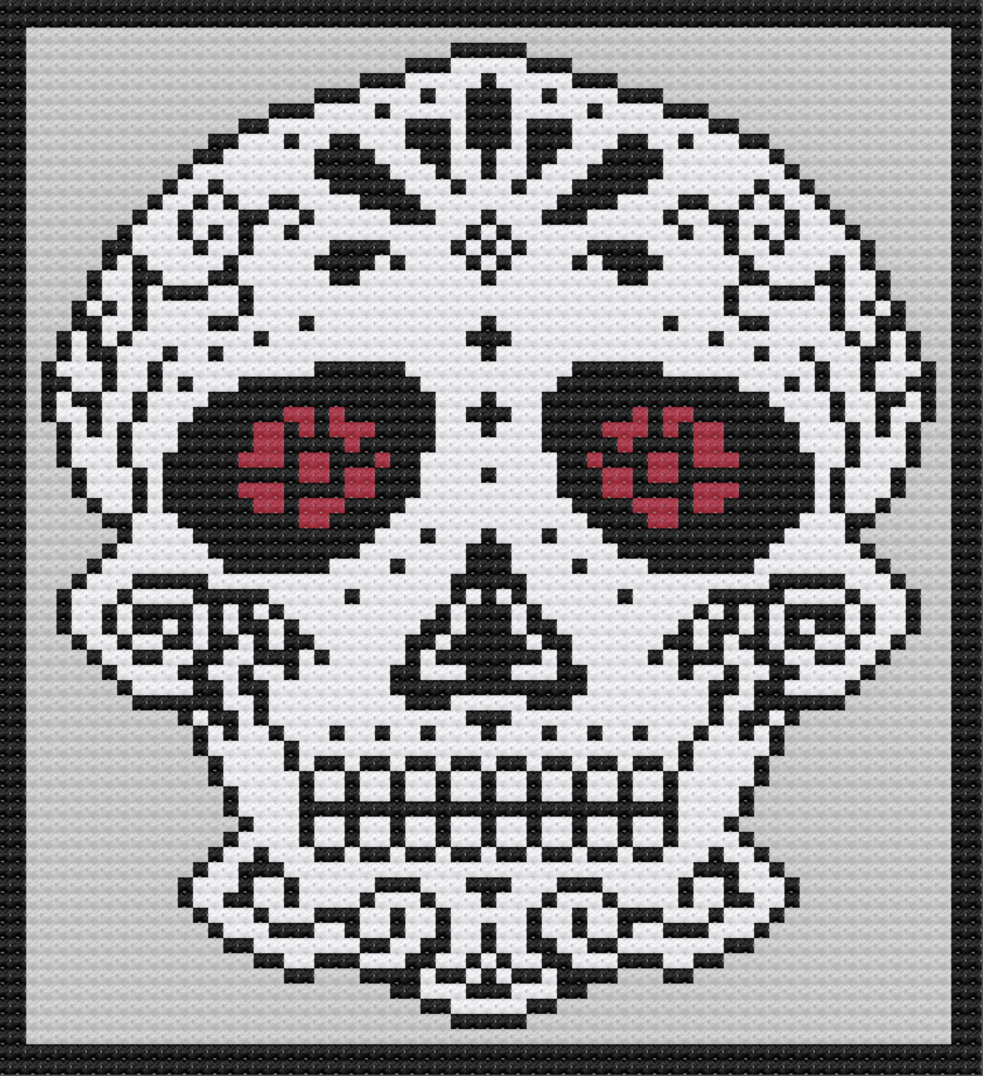 Sugar Skull Afghan, 4 Colors, C2C Crochet Pattern, Written Row by Row, Color Counts, Instant Download, C2C Graph, C2C Pattern, C2C Graphgan Pattern, Corner to Corner, Graphgan, Crochet Pattern