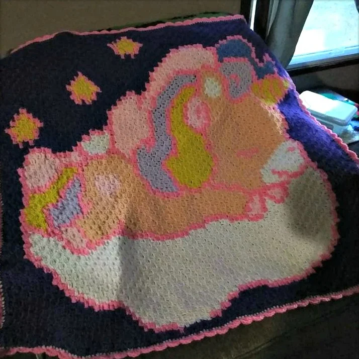 Unicorn Baby Afghan, C2C Crochet Pattern