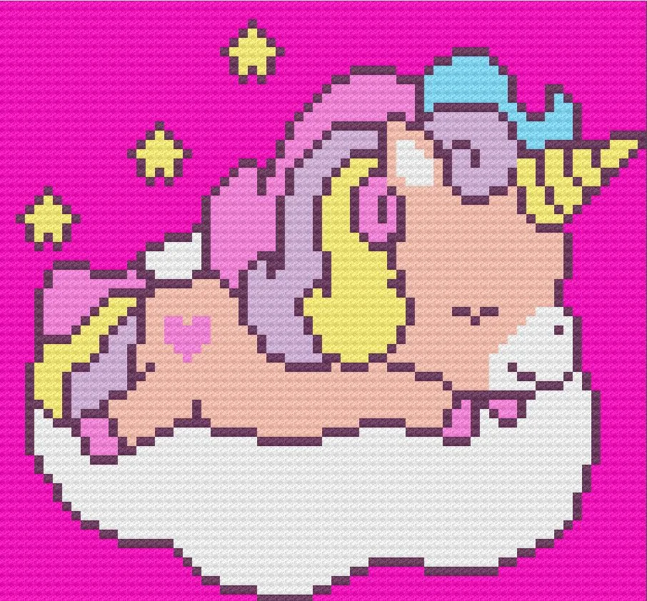 Unicorn Baby Afghan, C2C Crochet Pattern