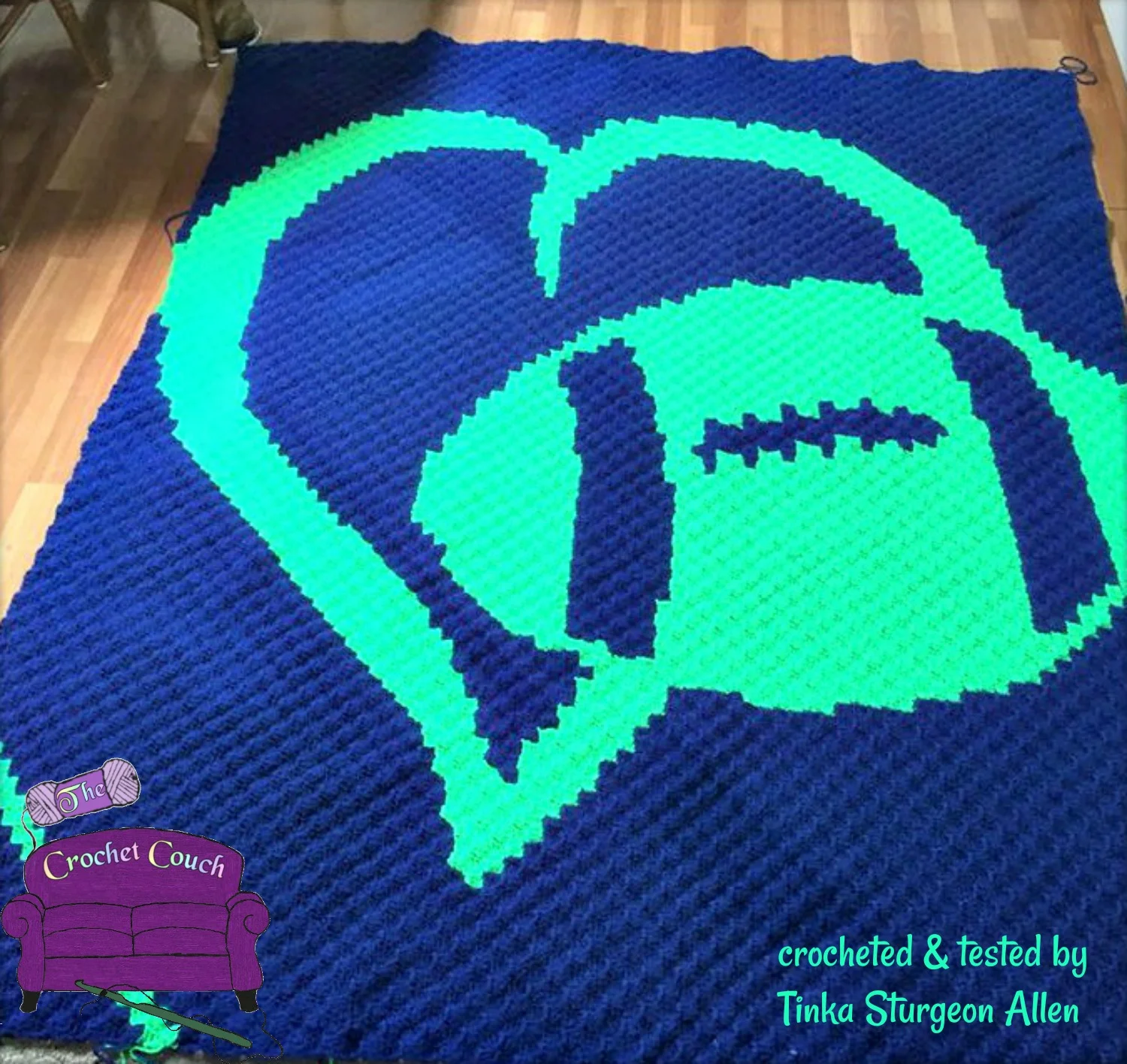 Love Football Afghan, Two Colors, C2C Crochet Pattern