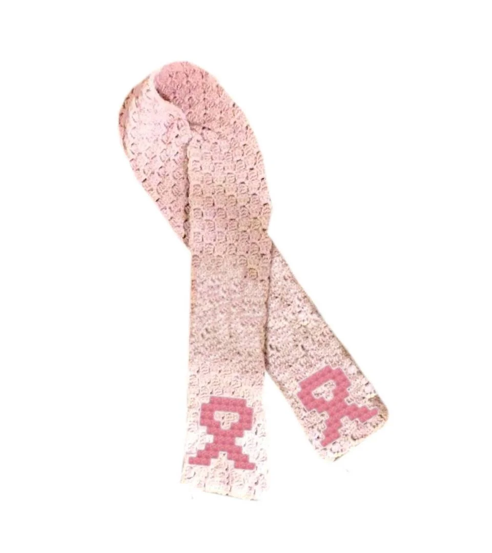 Pink Ribbon Scarf C2C Crochet Pattern, FREE