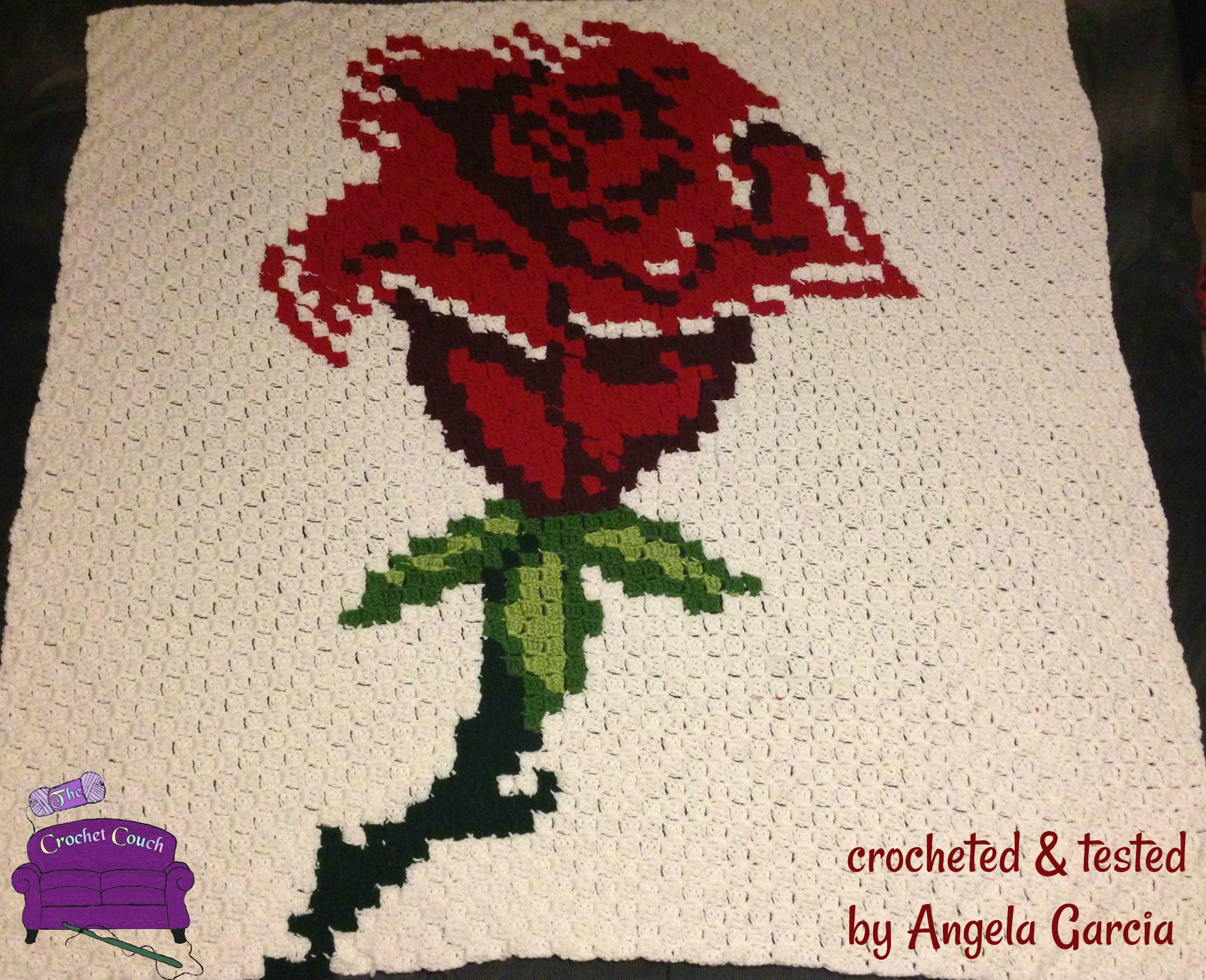Single Rose Throw, C2C Crochet Pattern