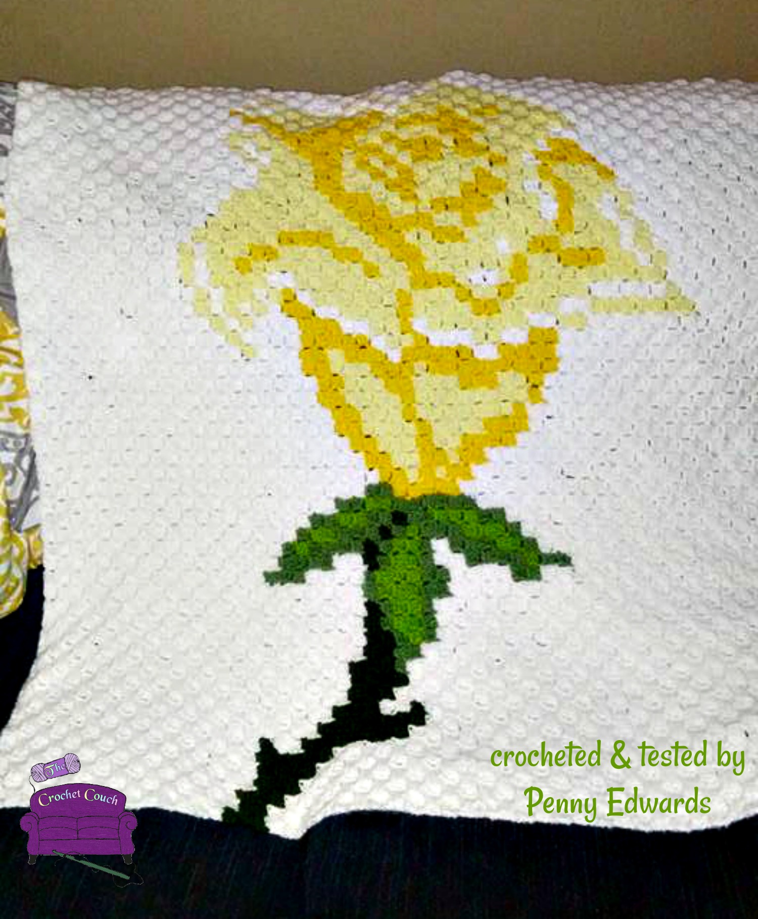 Single Rose Throw, C2C Crochet Pattern