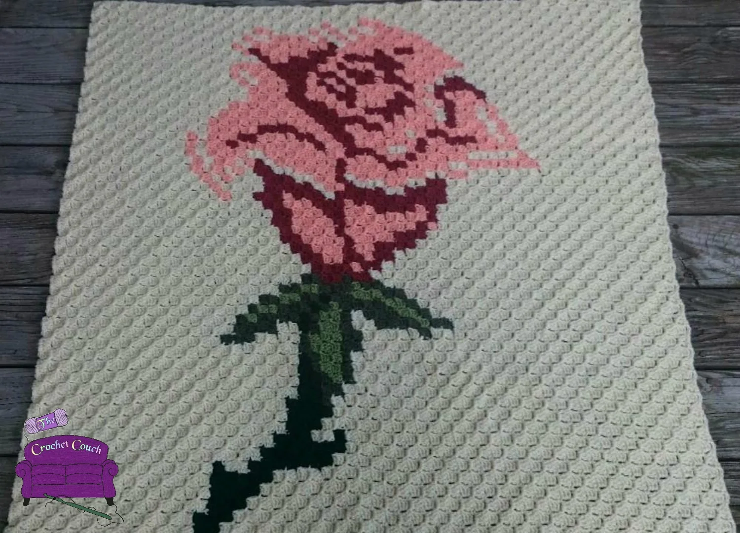 Single Rose Throw, C2C Crochet Pattern