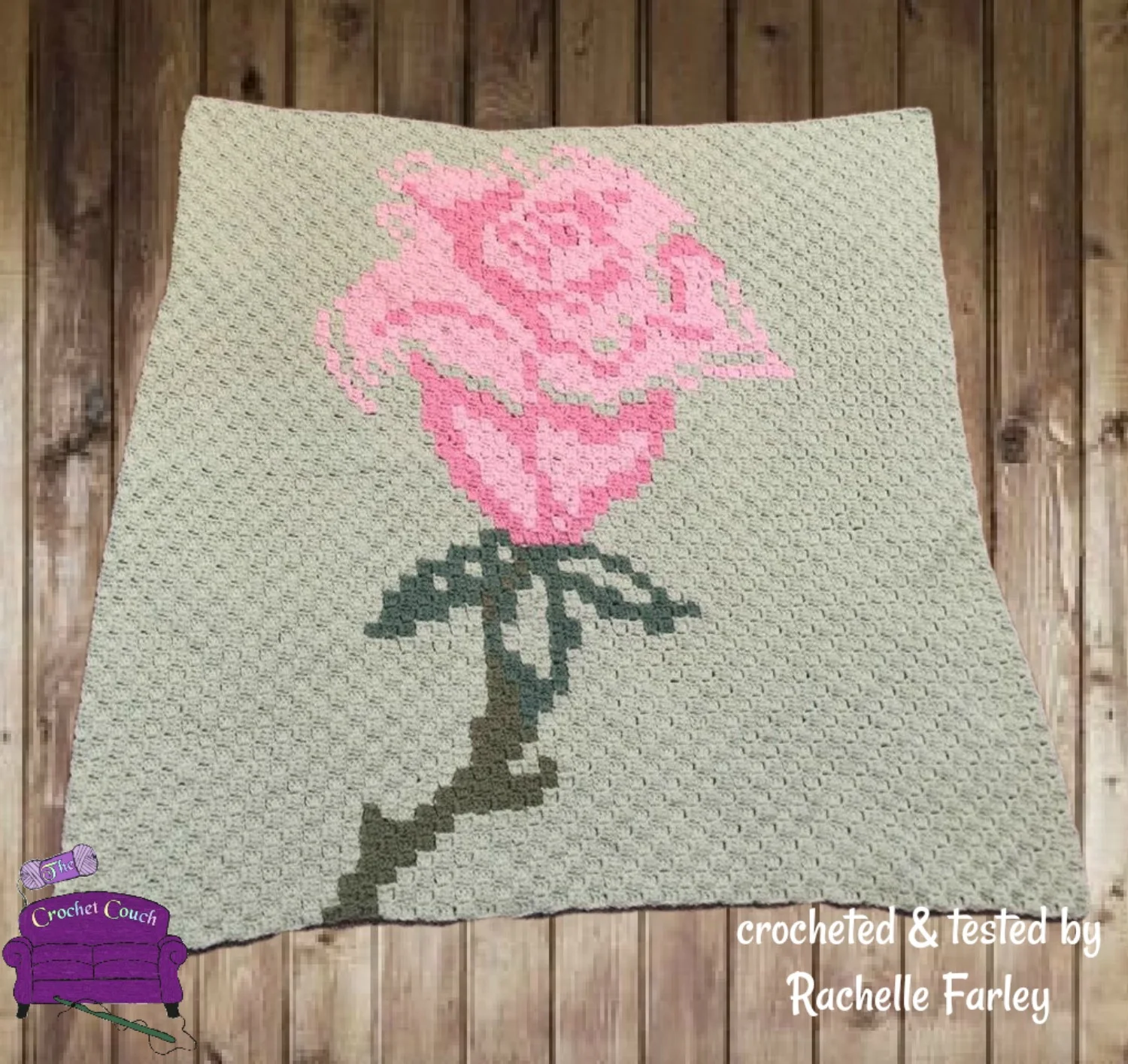 Single Rose Throw, C2C Crochet Pattern