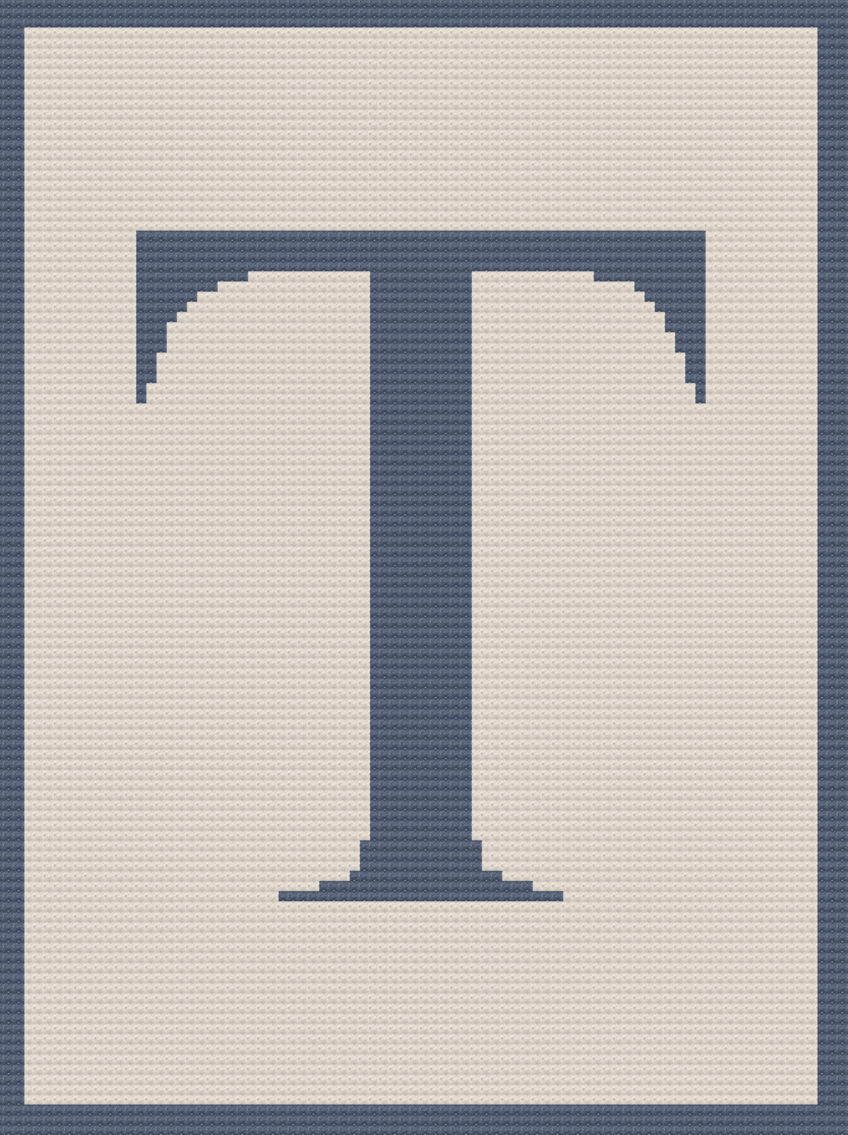 Letter T, Twin Afghan, C2C Crochet Pattern, C2C Crochet Pattern, Written Row by Row, Color Counts, Instant Download, C2C Graph, C2C Pattern, Graphgan Pattern, Corner to Corner, Graphgan