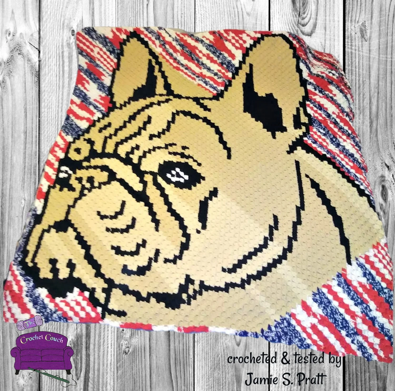 French Bulldog Afghan, C2C Crochet Pattern