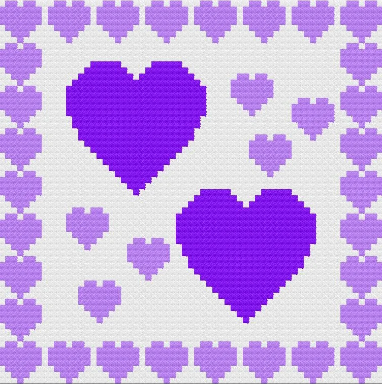 Heart Border Afghan, C2C Crochet Pattern, Written Row by Row, Color Counts, Instant Download, C2C Graph, C2C Pattern, Graphgan Pattern, Corner to Corner, Graphgan, Crochet Pattern