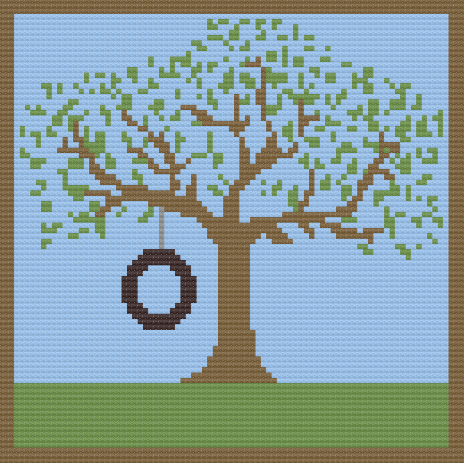 Tree with Tire Swing Afghan, C2C Crochet Pattern, Written Row by Row, Color Counts, Instant Download, C2C Graph, C2C Pattern, Graphgan Pattern, Corner to Corner, Graphgan, Crochet Pattern