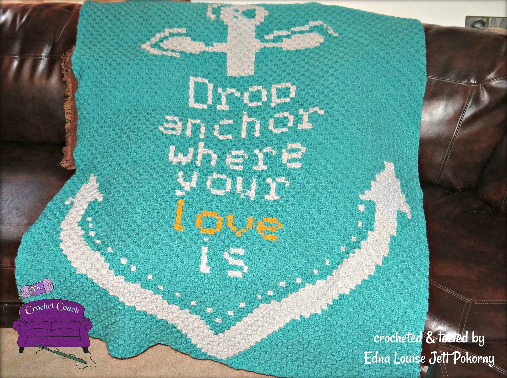 Drop Anchor Afghan, C2C Crochet Pattern, Written Row by Row, Color Counts, Instant Download, C2C Graph, C2C Pattern, Graphgan Pattern, Corner to Corner, Graphgan, Crochet Pattern