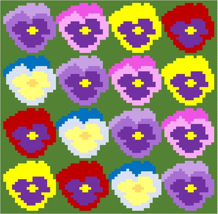 Pansy Afghan, C2C Crochet Pattern, Written Row by Row, Color Counts, Instant Download, C2C Graph, C2C Pattern, Graphgan Pattern, Corner to Corner, Graphgan, Crochet Pattern