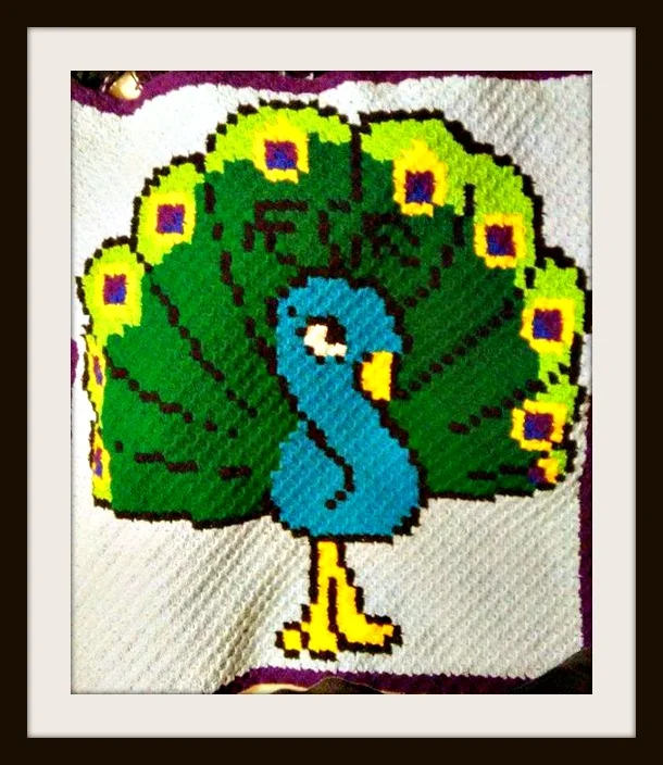 Peacock Baby Afghan, C2C Crochet Pattern, Written Row by Row, Color Counts, Instant Download, C2C Graph, C2C Pattern, Graphgan Pattern, Corner to Corner, Graphgan, Crochet Pattern