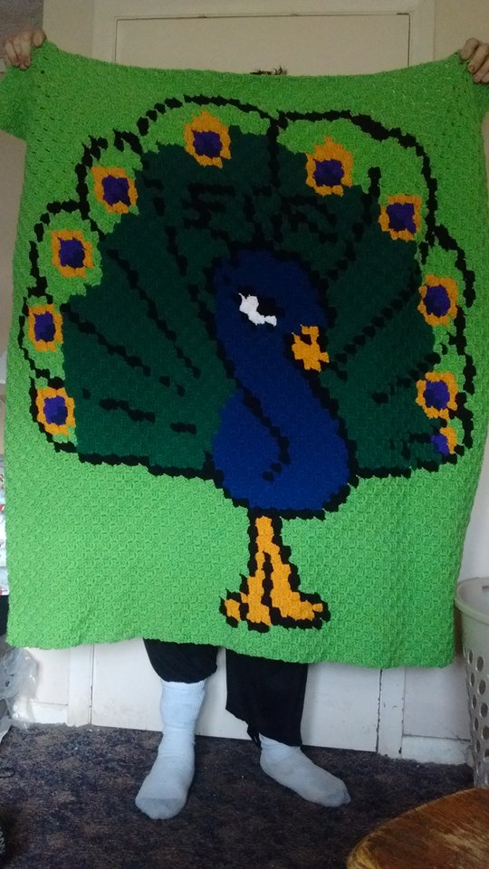 Peacock Baby Afghan, C2C Crochet Pattern, Written Row by Row, Color Counts, Instant Download, C2C Graph, C2C Pattern, Graphgan Pattern, Corner to Corner, Graphgan, Crochet Pattern