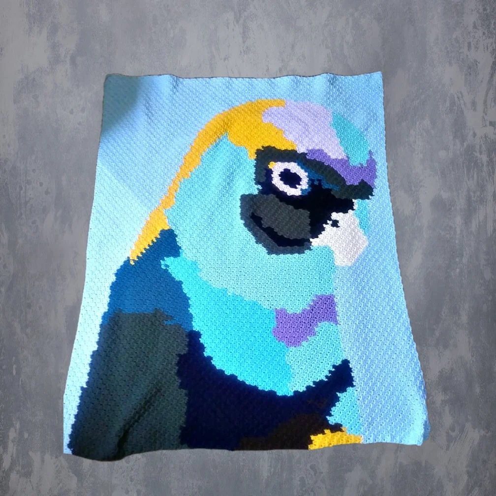 Pineapple Conure Afghan, C2C Crochet Pattern, Written Row by Row, Color Counts, Instant Download, C2C Graph, C2C Pattern, Graphgan Pattern, Corner to Corner, Graphgan, Crochet Pattern