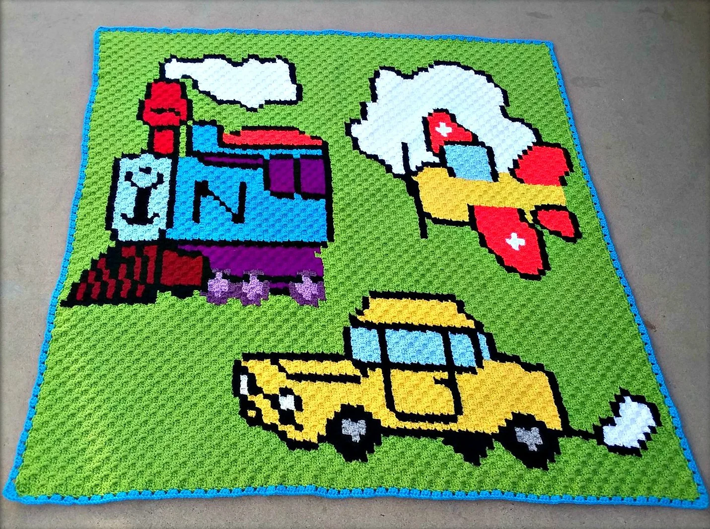 Planes, Trains and Automobiles Afghan, C2C Crochet Pattern, Written Row by Row, Color Counts, Instant Download, C2C Graph, C2C Pattern, Graphgan Pattern, Corner to Corner, Graphgan, Crochet Pattern