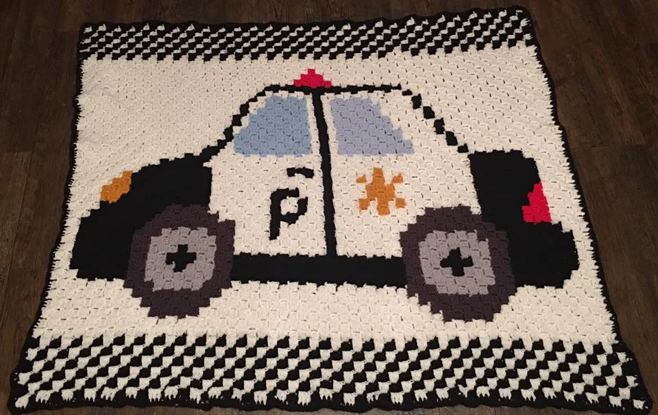 Police Car Kids Afghan, C2C Crochet Pattern