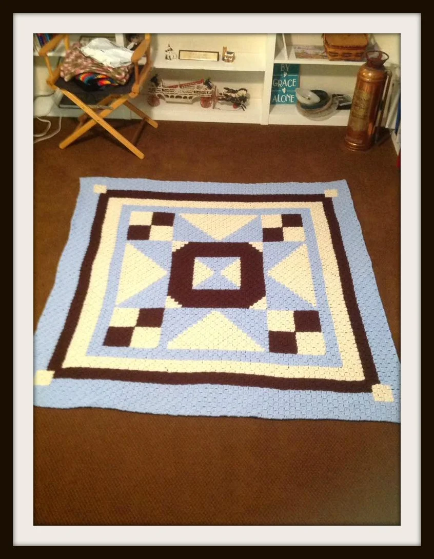 Quilted Blues Afghan, C2C Crochet Pattern