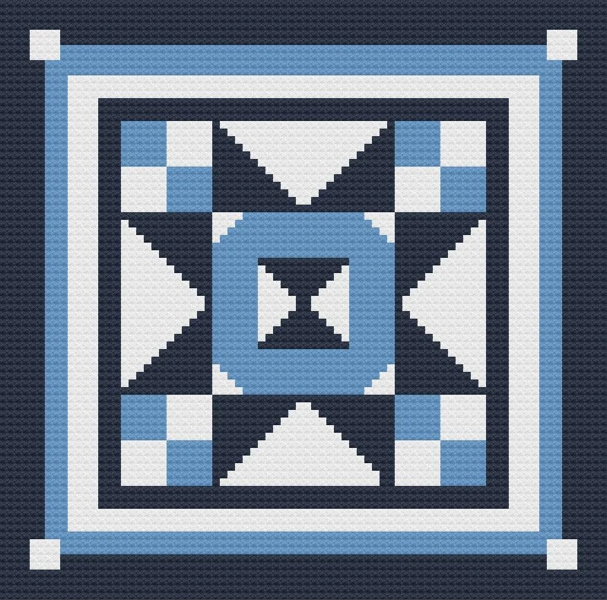 Quilted Blues Afghan, C2C Crochet Pattern