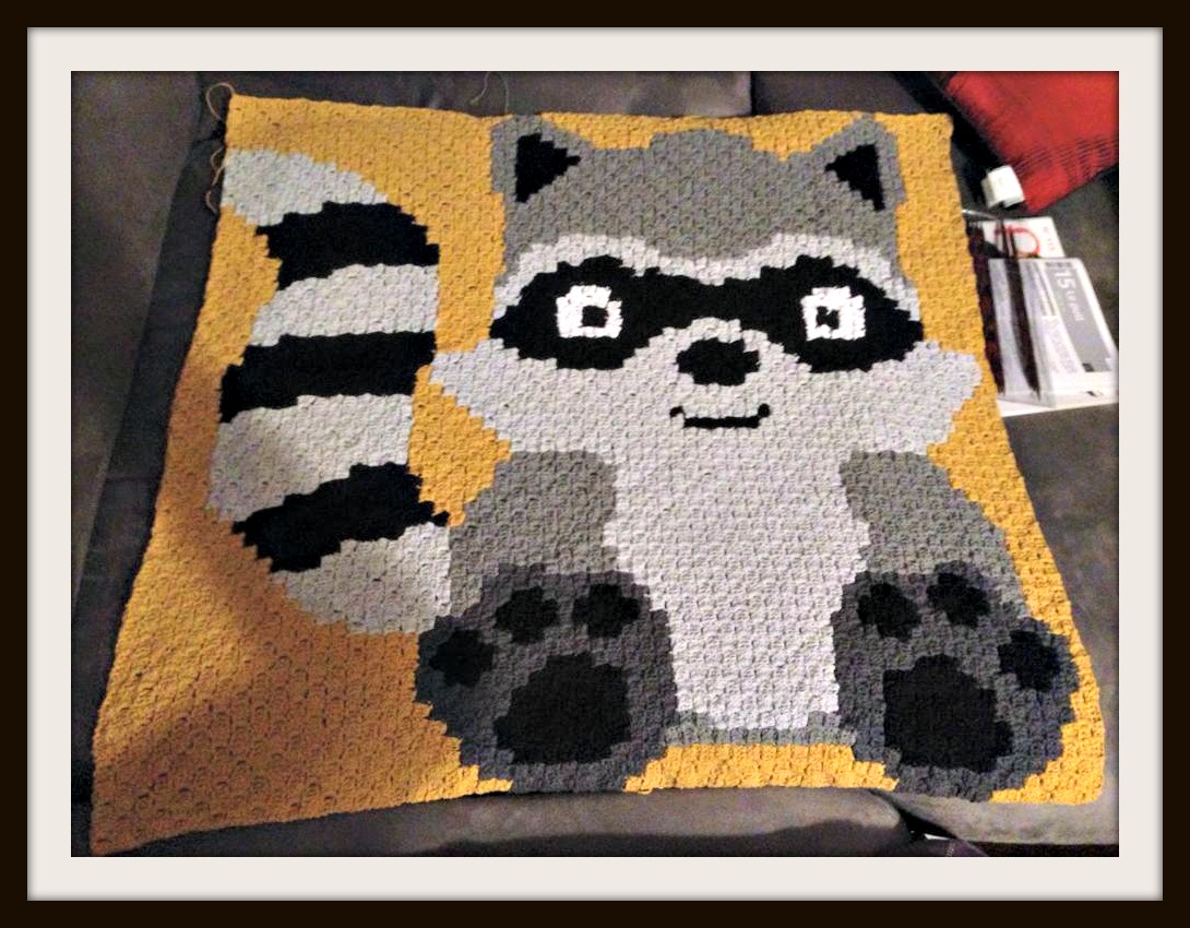 Raccoon Baby Afghan, C2C Crochet Pattern