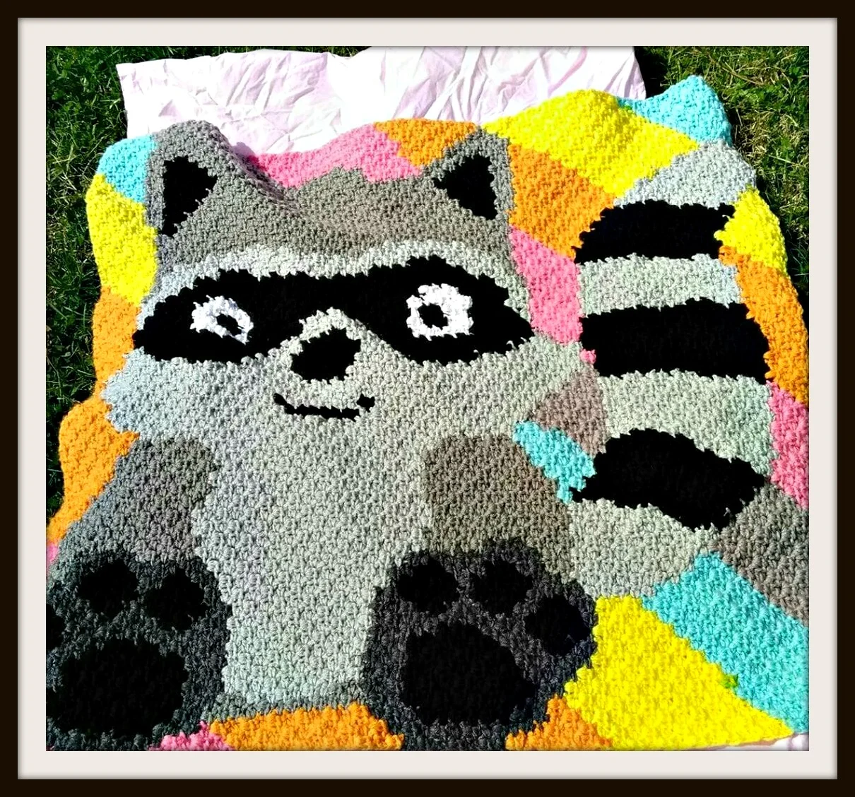 Raccoon Baby Afghan, C2C Crochet Pattern