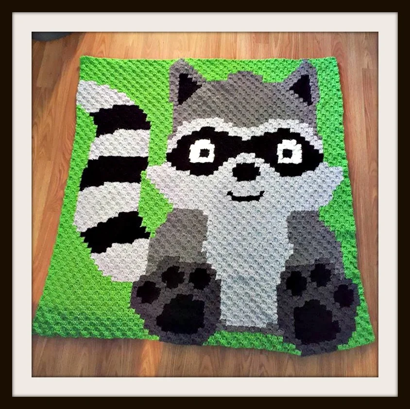 Raccoon Baby Afghan, C2C Crochet Pattern