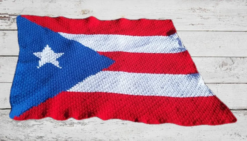 Puerto Rico Flag Afghan, C2C Crochet Pattern