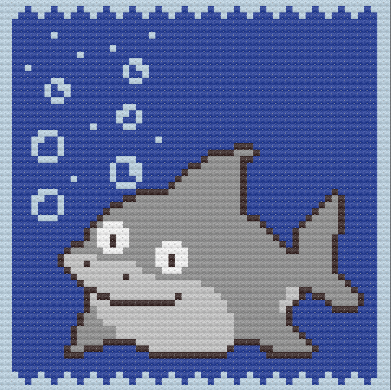 Shark Baby Afghan, C2C Crochet Pattern