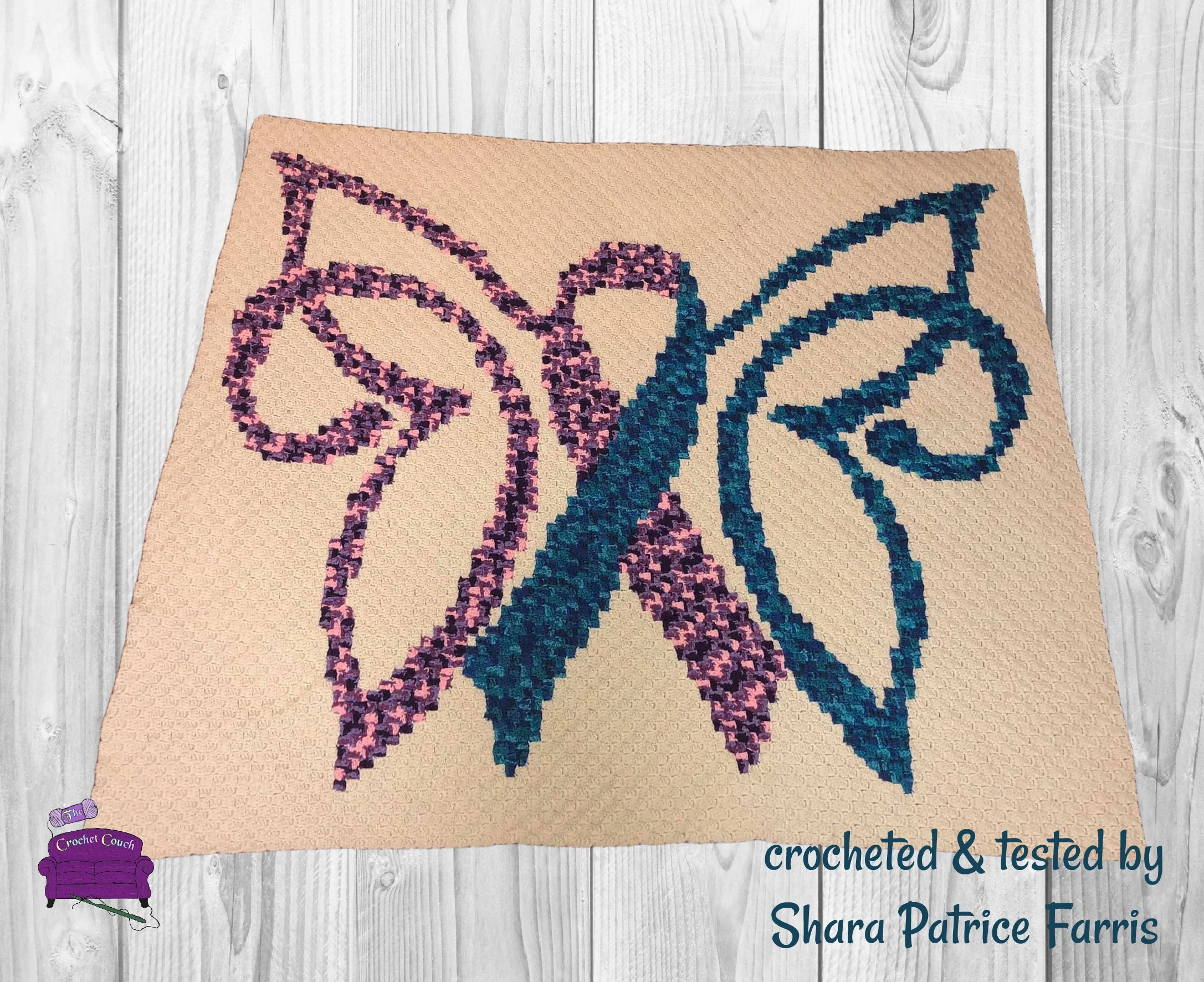Butterfly Ribbon Afghan, C2C Crochet Pattern
