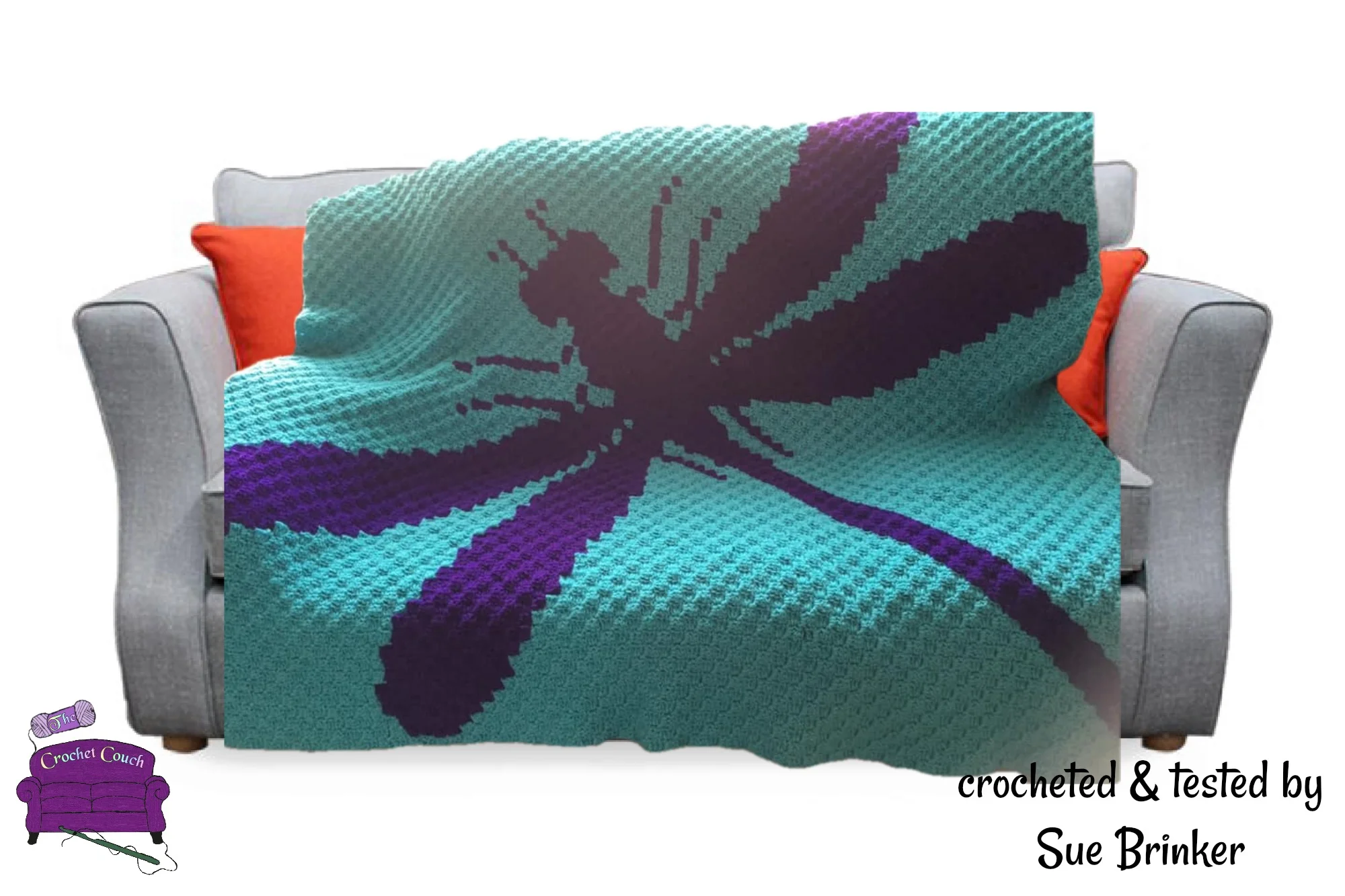 Dragonfly Silhouette Afghan, C2C Crochet Pattern