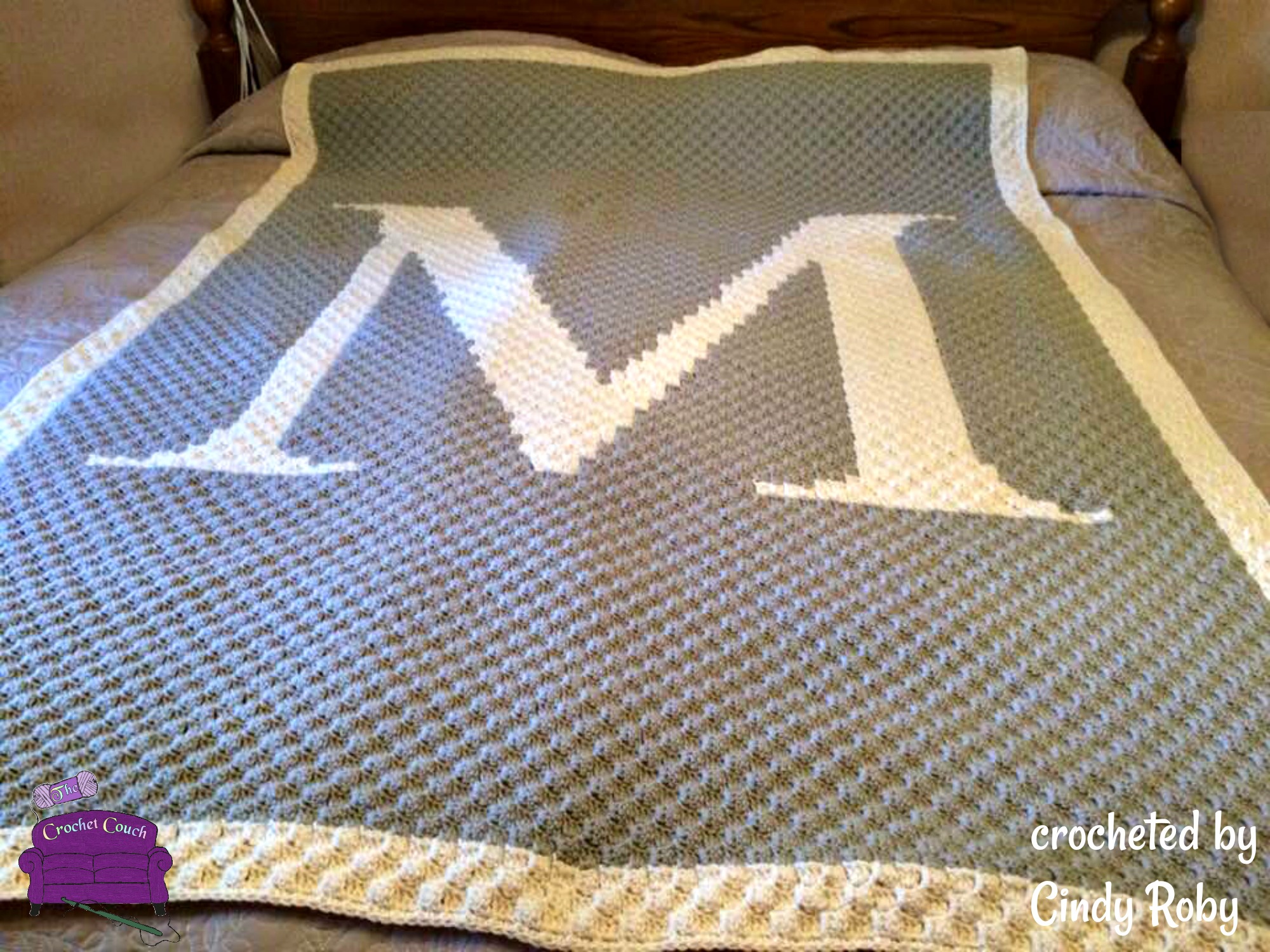 Letter M Afghan, Twin Size, C2C Crochet Pattern