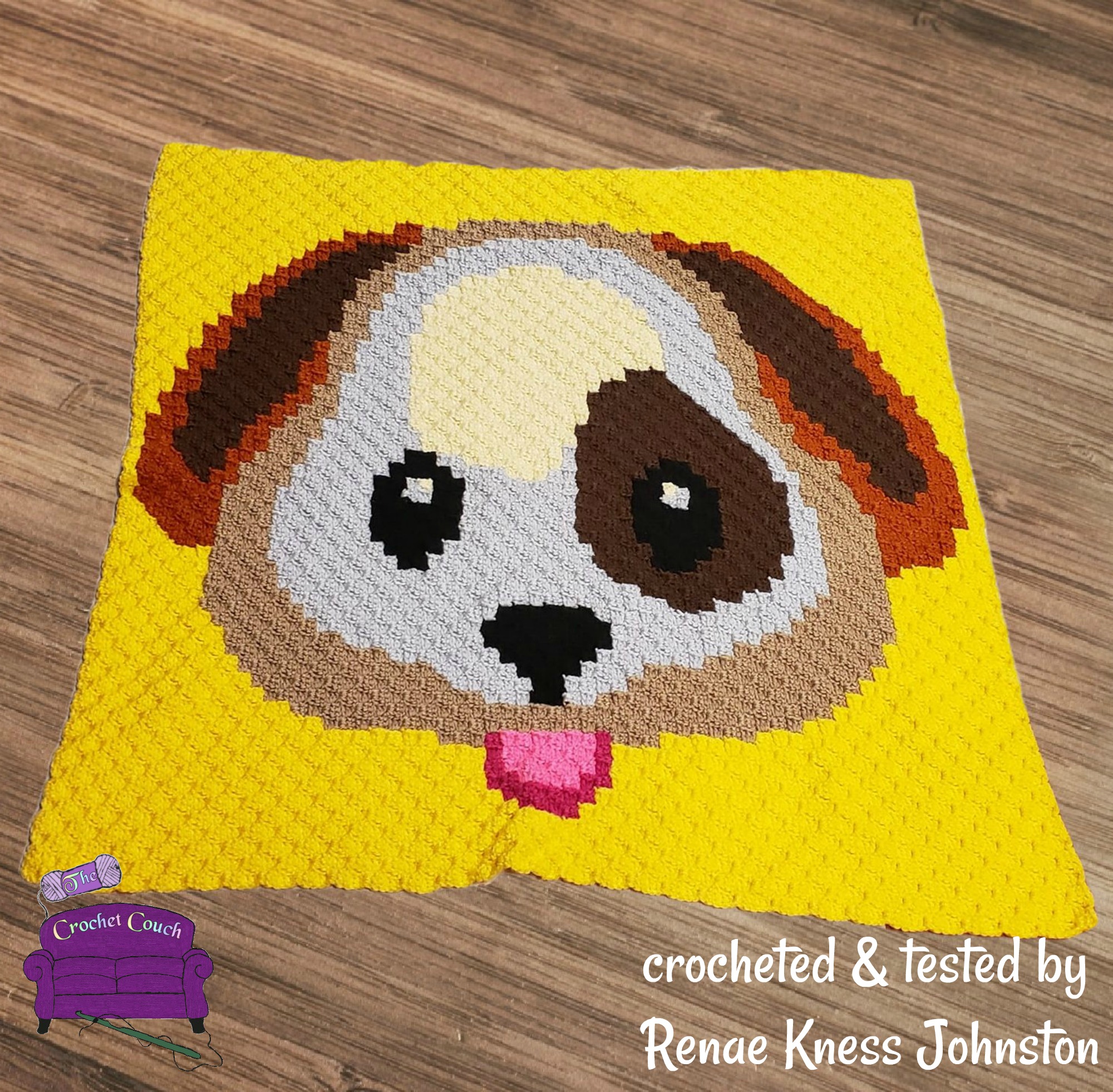 Puppy Face Baby Afghan, C2C Crochet Pattern
