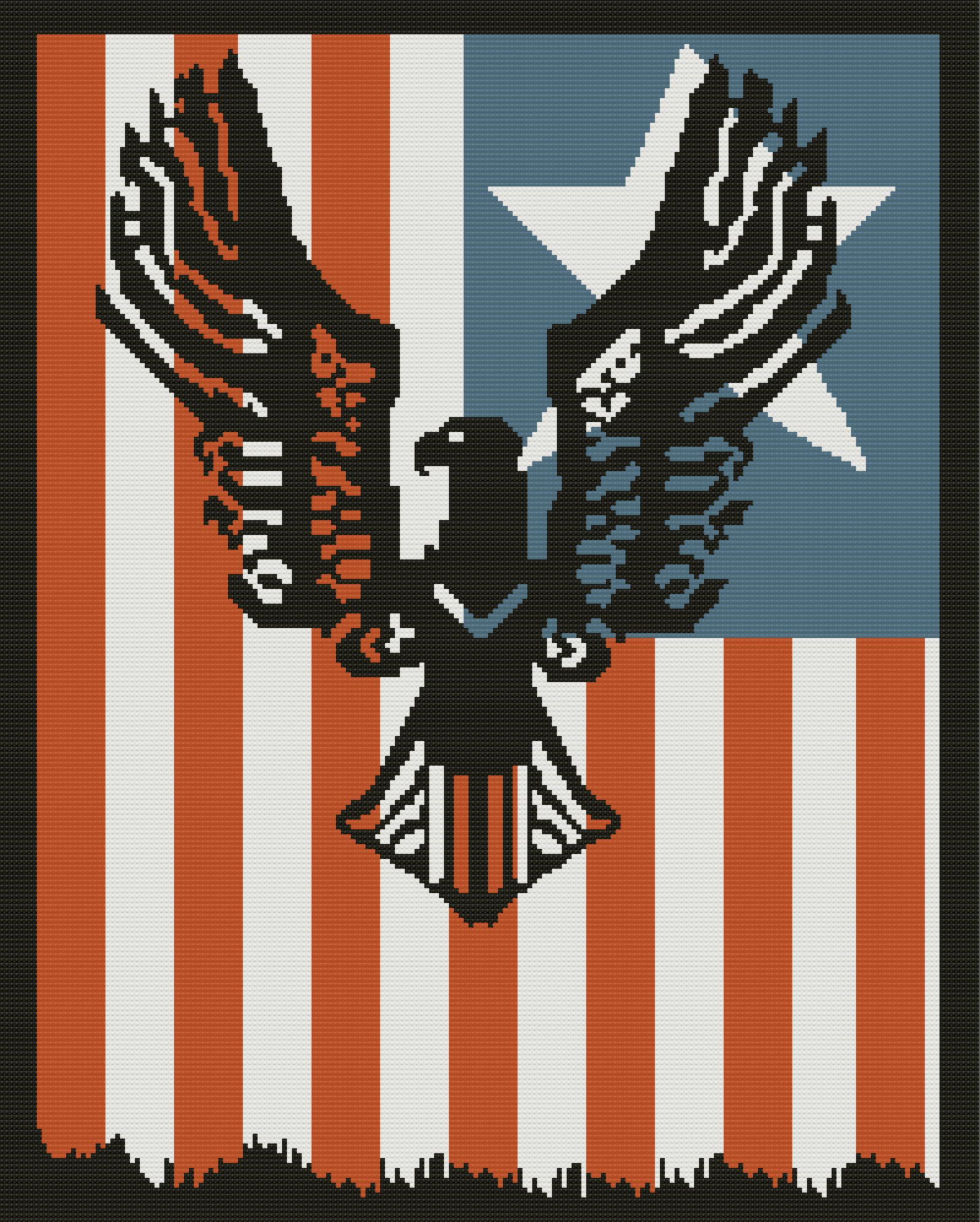 Eagle on Flag Afghan, SC or TSS Crochet Pattern