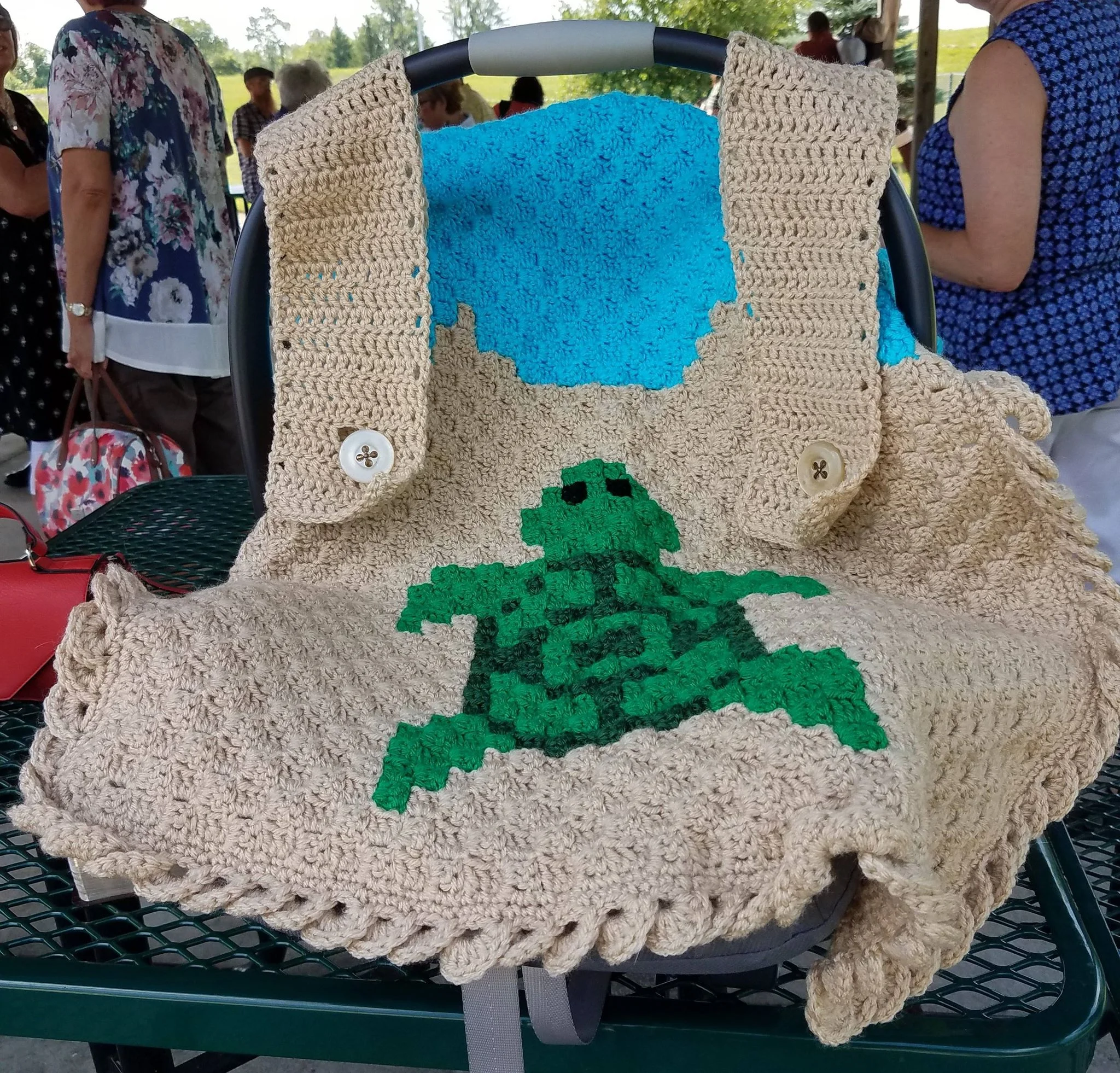 Turtle Baby Car Seat Cover, C2C Crochet Pattern