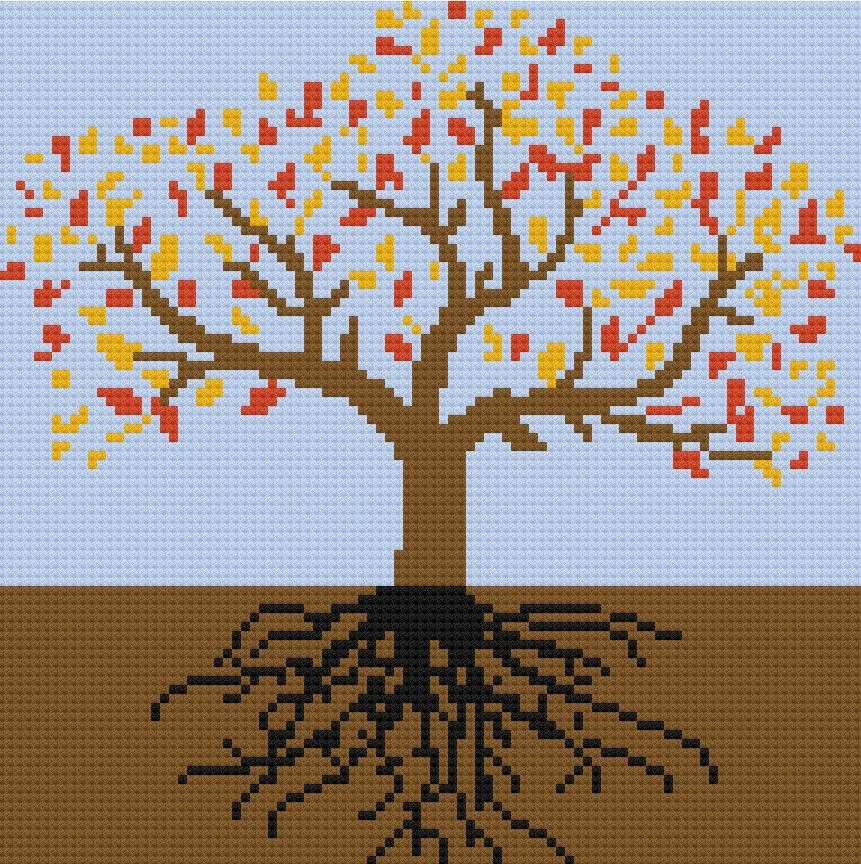 Tree of Life, Autumn Afghan, C2C Crochet Pattern