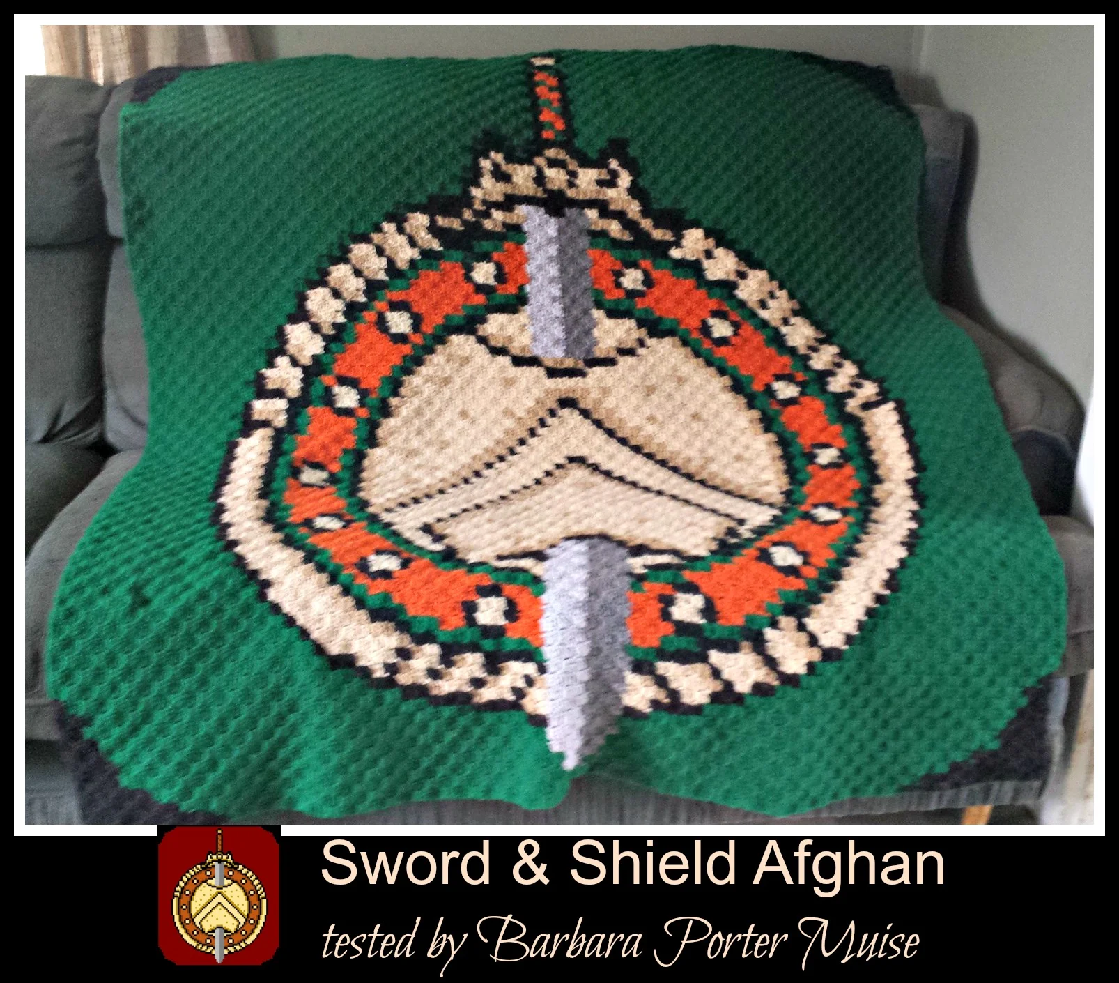 Sword and Shield Afghan, C2C Crochet Pattern, Written Row by Row, Color Counts, Instant Download, C2C Graph, C2C Pattern, Graphgan Pattern, Corner to Corner, Graphgan, Crochet Pattern