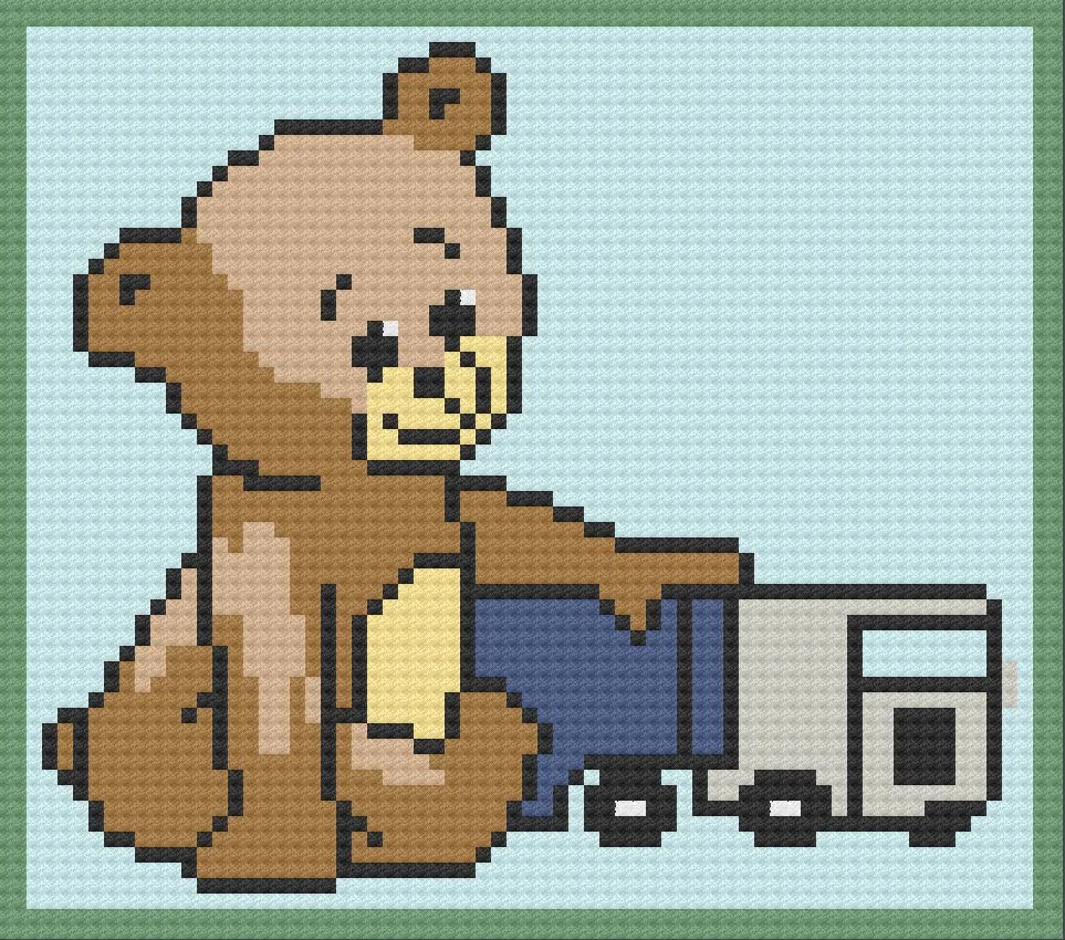 Teddy Bear with Truck Baby Afghan, C2C Crochet Pattern, Written Row by Row, Color Counts, Instant Download, C2C Graph, C2C Pattern, Graphgan Pattern, Corner to Corner, Graphgan, Crochet Pattern