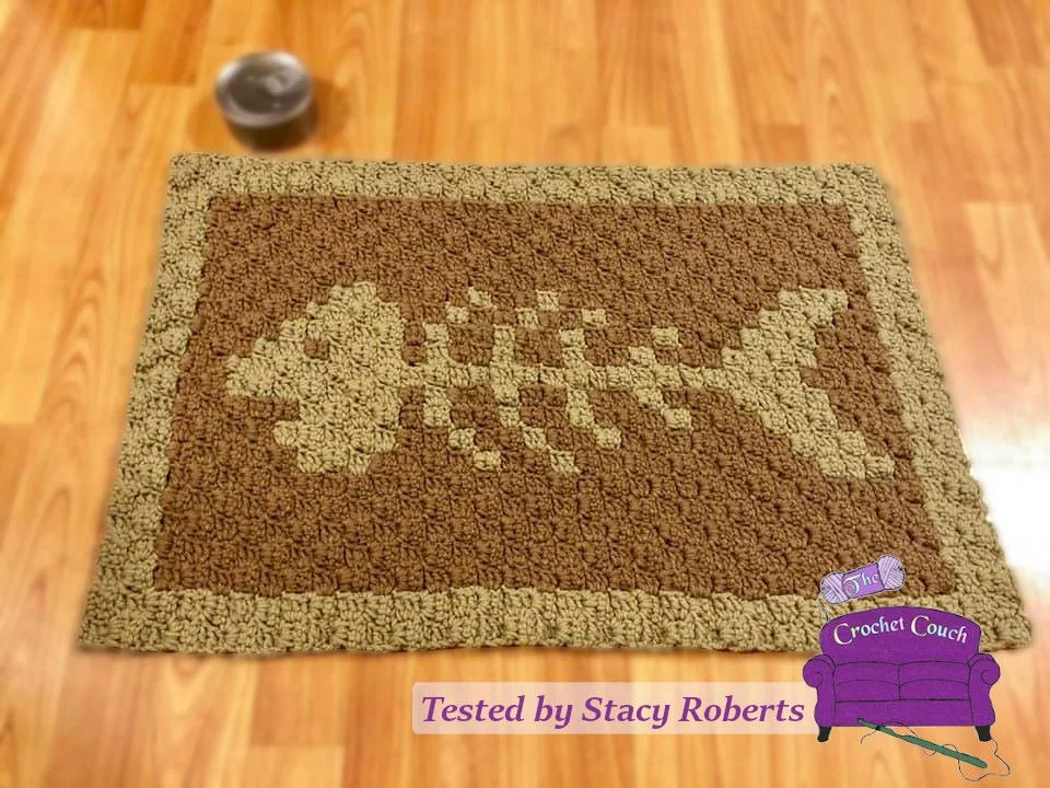 Cat Dish Mat, C2C Crochet Pattern