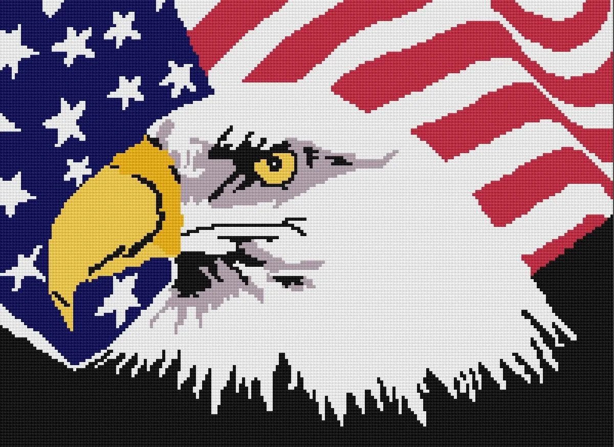 Patriotic Eagle Afghan, SC or TSS Crochet Pattern