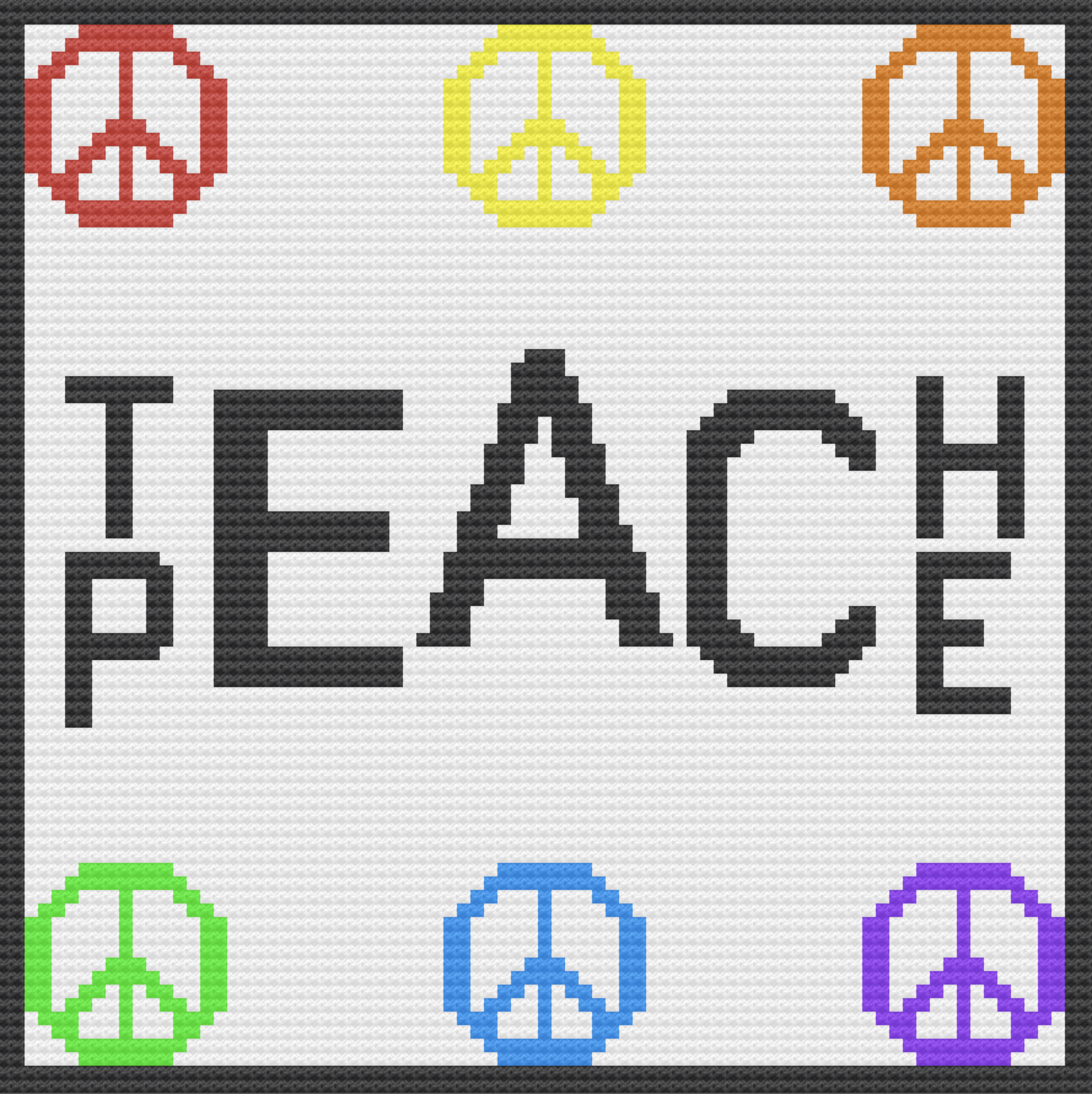 Teach Peace Afghan, C2C Crochet Pattern, Written Row by Row, Color Counts, Instant Download, C2C Graph, C2C Pattern, Graphgan Pattern, Corner to Corner, Graphgan, Crochet Pattern